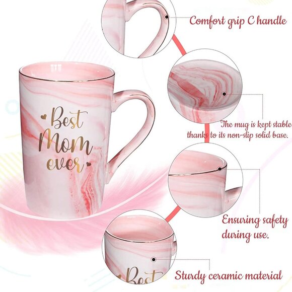 Pink 'Best Mom Ever' Mug - 12oz for Mom on Christmas, Mother's Day, Birthday - Picture 9 of 12